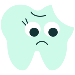 Icono ilustrado de diente con traumatismo